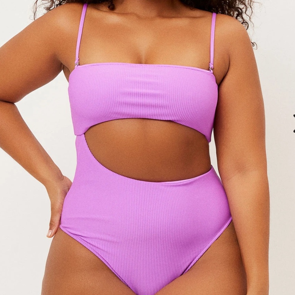 Frankie's Bikinis Lilac One-Piece Cutout Swimsuit